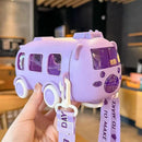🎁kit com 2 unidades   🚌 Copo de agua portátil em formato de ônibus com alça 😍✔