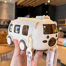 🎁kit com 2 unidades   🚌 Copo de agua portátil em formato de ônibus com alça 😍✔