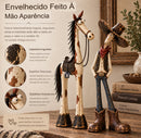 conjunto de dos figuras divertidas de vaquero e caballo do viejo oeste 🤠🐴